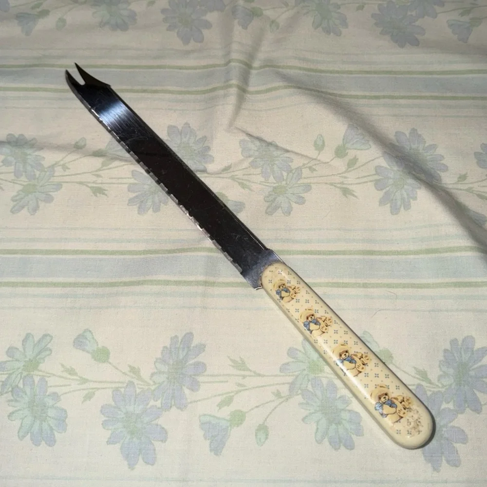 Vintage Tienshan‎ Country Teddy Bear Serrated Carving Utility Kitchen Knife